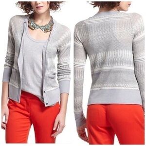Anthropologie Etched Frost silver metallic cardigan